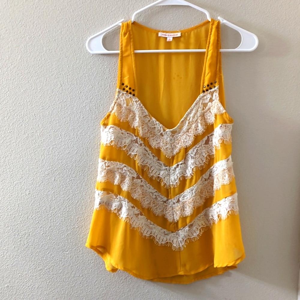 Yellow lace tank top
